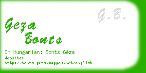 geza bonts business card